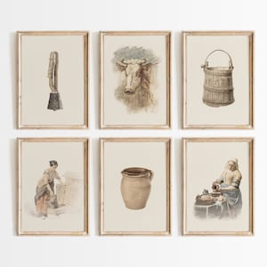 Farmhouse Kitchen Decor Country Wall Art Neutral Farmhouse Prints Vintage Rustic Decor Farm house Wall Art Milk Print Cottage Decor Cow Art
