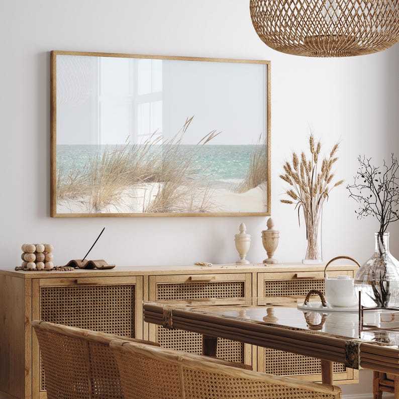 Coastal Beach Photography Print: Pastel Boho Decor, Ocean Landscape Wall Art image 2