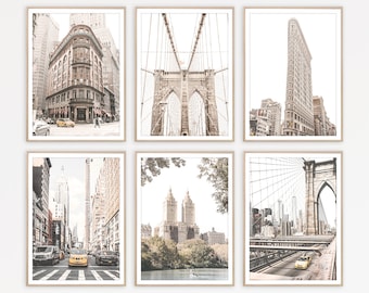 NYC Print  Set, New York City Wall Art, Architecture Posters, Living Room Wall Prints