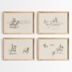 Vintage Cowboy Posters - Southwestern Print Set, Country Nursery Decor, Western Wall Decor, Ranch Print, Farmhouse Print, Horse Sketch Art