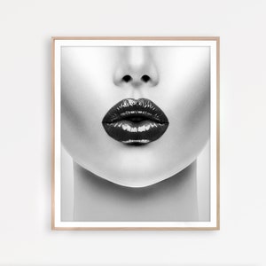 Fashion Print Black and White Fashion Photography Fashion Wall Art Salon Decor Makeup Poster Lips Print Model Poster Fashion Printable Art