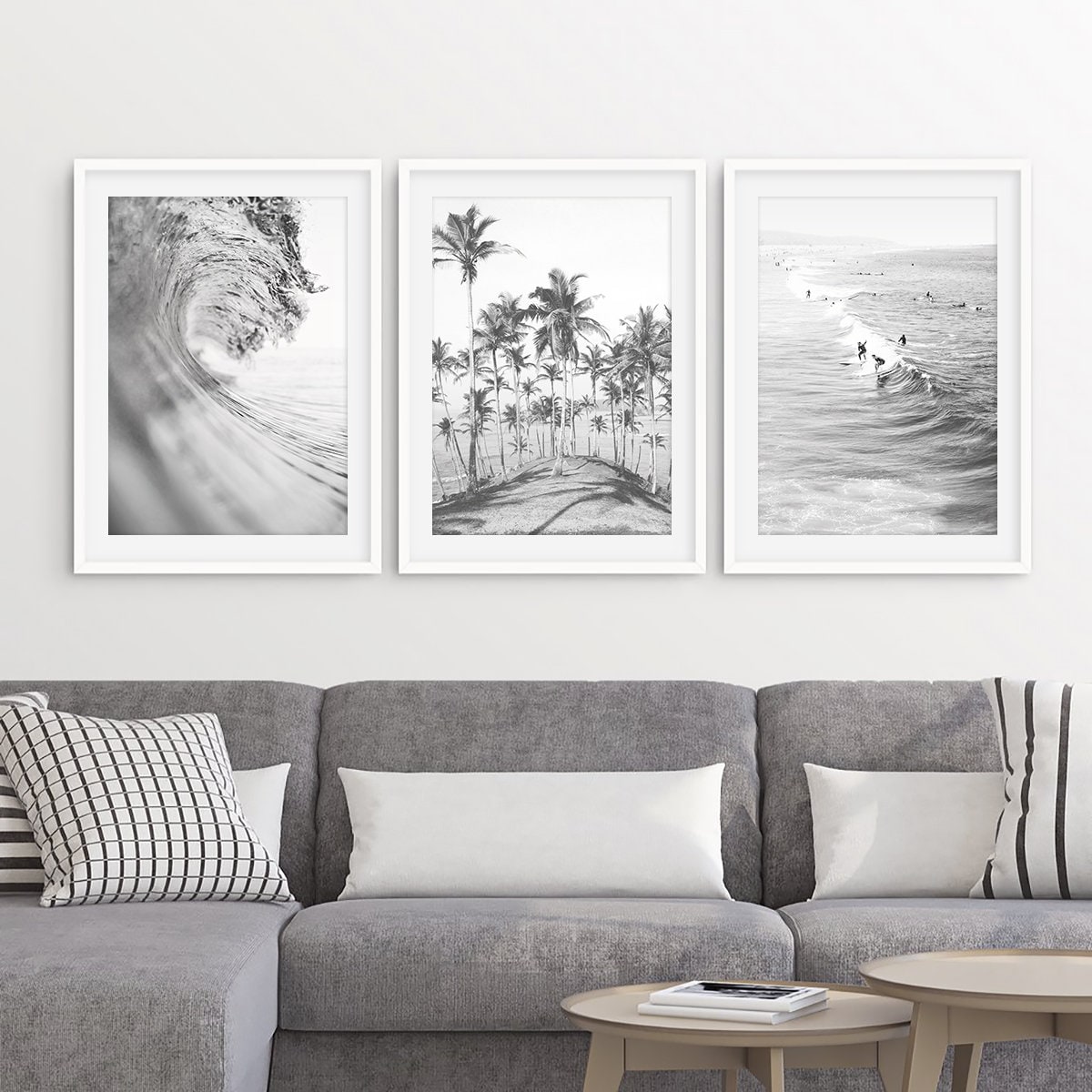Black And White Beach Print Set of 3 Wall Art Beach Etsy
