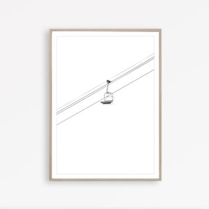 Ski Lift Print Scandinavian Print Black and White Minimalist Print Geometric Wall Art Minimalist Poster Line Art Minimal Print Ski Poster
