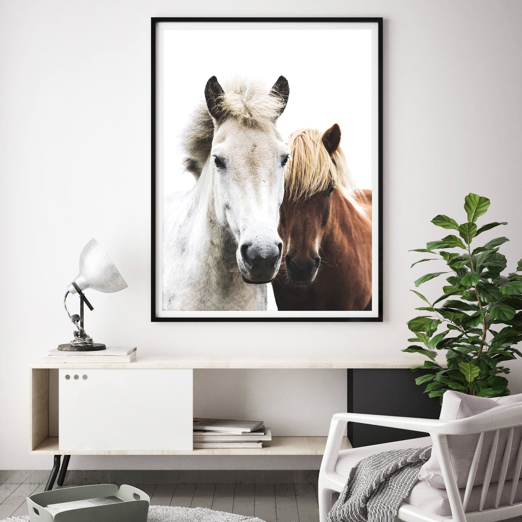 Horse Print Farmhouse Decor Scandinavian Wall Art Living Room | Etsy