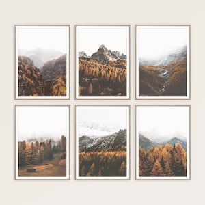 Mountain Print Set Gallery Wall Set of 6 Prints Rustic Decor Autumn Print Forest Print Fall Wall Art Nature Photography Landscape Wall Art