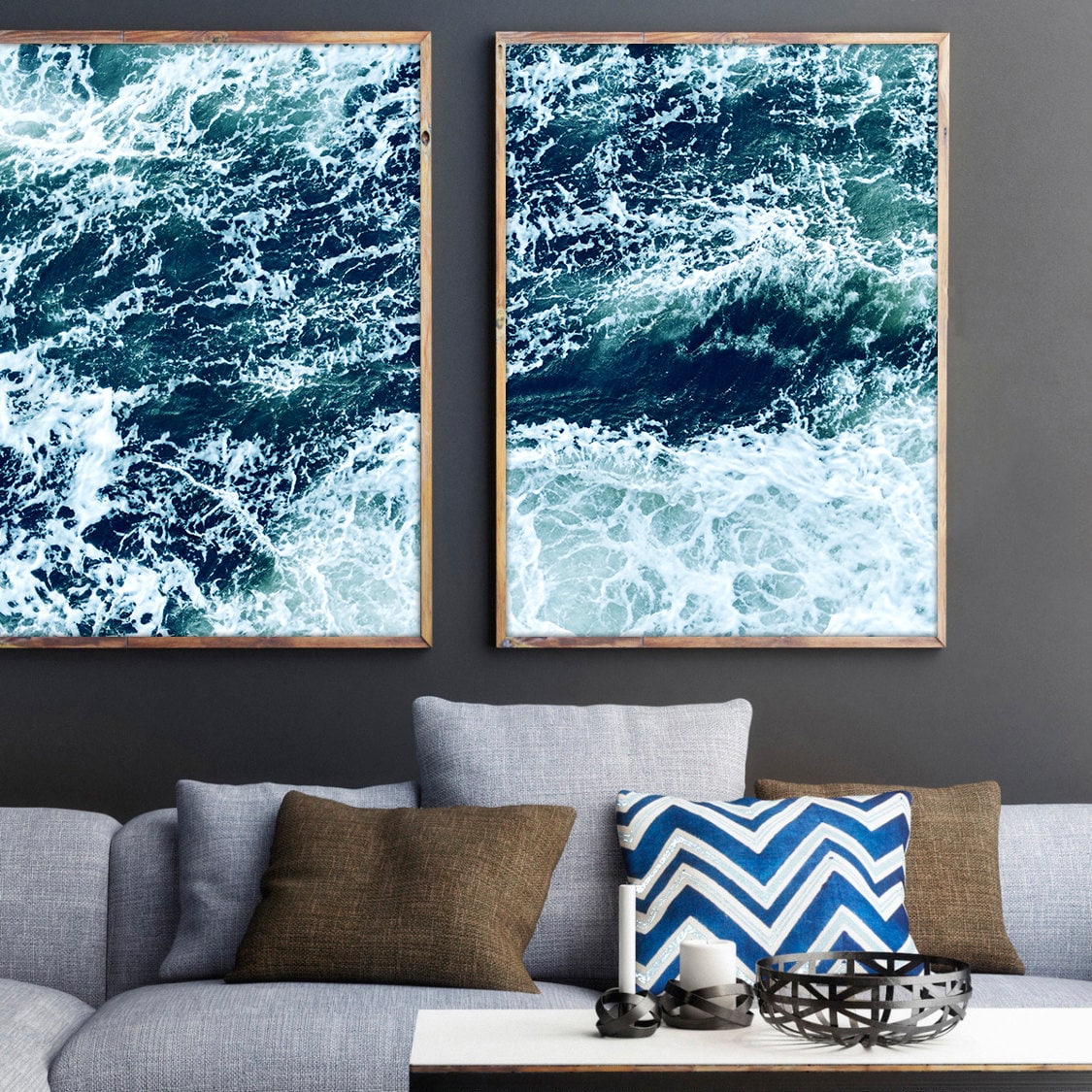 Blue Ocean Wall Art Set of 2 Printables Ocean Print Ocean Etsy