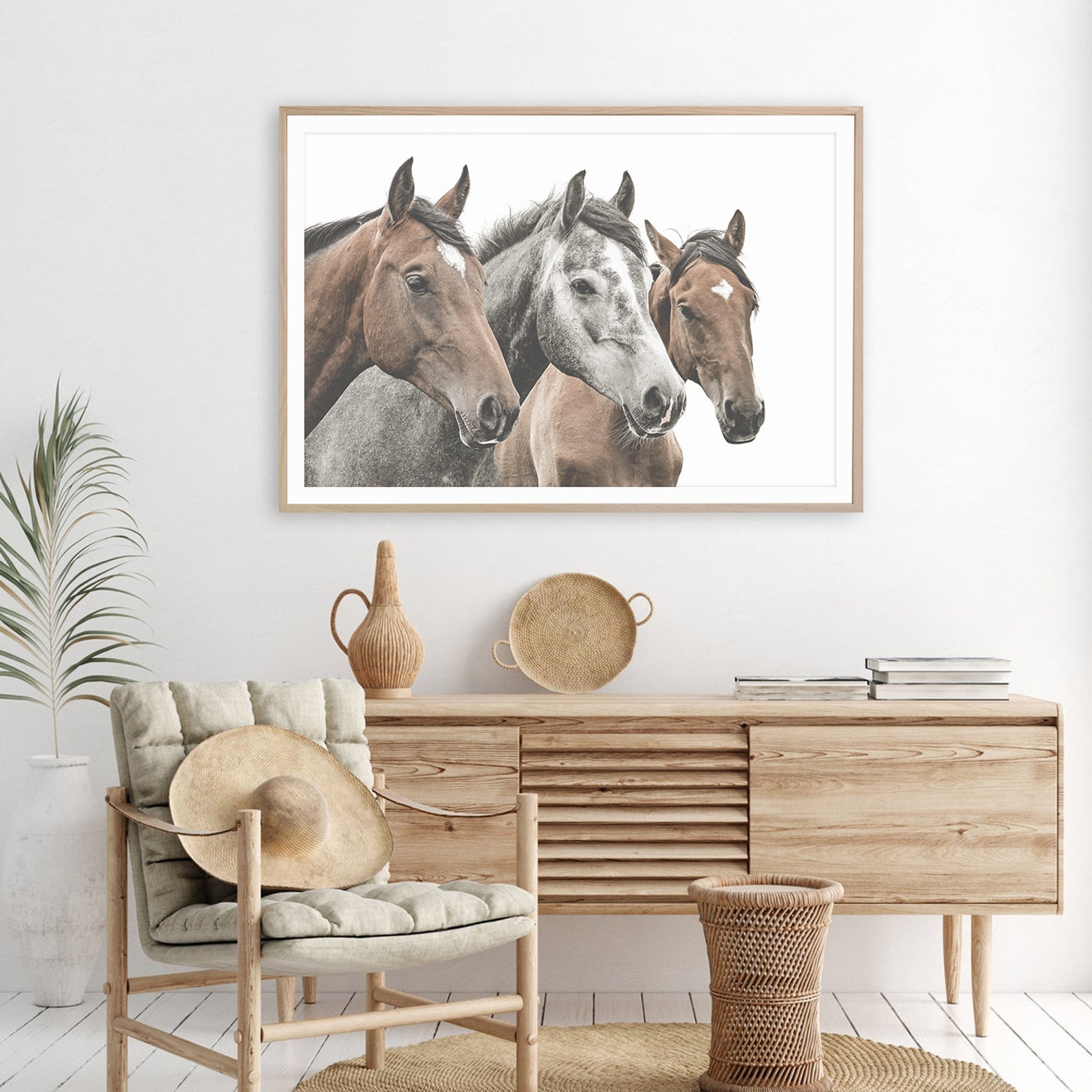 Large Horse Wall Art Print Modern Farmhouse Decor Boho Etsy