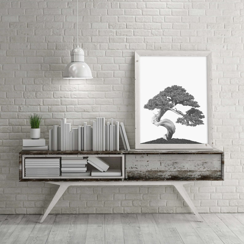 Bonsai Tree Wall Art Plant Print Black and White Botanical Etsy