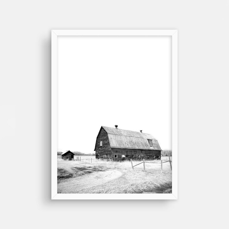 Farm Print Black and White Farmhouse Wall Art Country Print Etsy