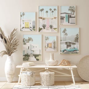 Palm Springs Prints: Boho Wall Art, Pastel Gallery Wall Print Set of 6, Tropical Wall Decor image 2