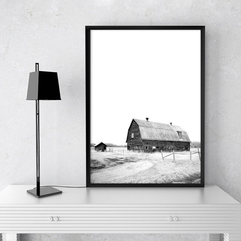 Farm Print Black and White Farmhouse Wall Art Country Print Etsy