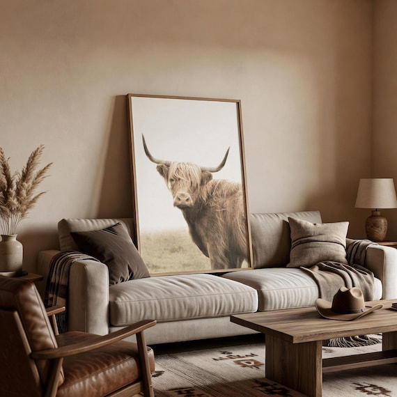 Highland Cow Print, Rustic Farmhouse Wall Art, Farm Decor, Cow Photography, Printable Poster