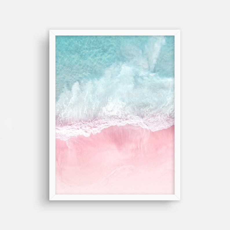 Pink Beach Wall Art Pink Ocean Print Blush Pink Decor Pink Etsy Australia