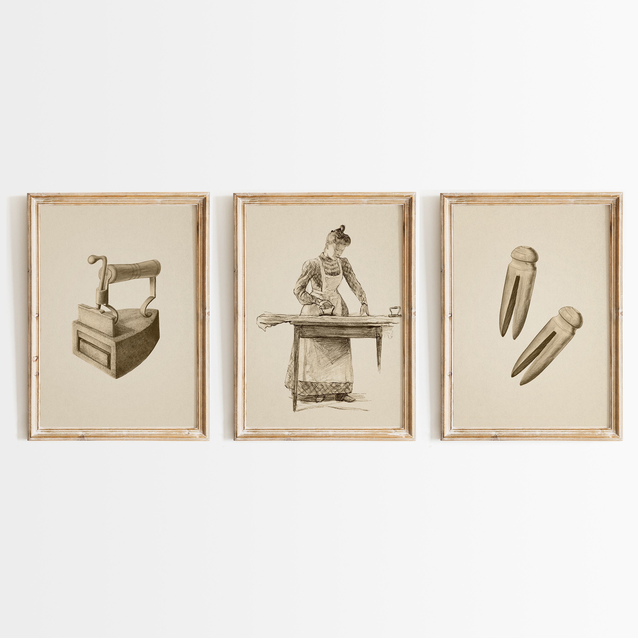 Vintage Laundry Room Art Print Set: Rustic Farmhouse Gallery Wall Art ...