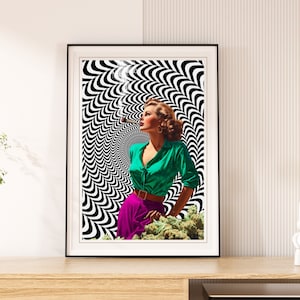 Smokey Seduction! Ganja Collage Art, Retro Art, Cosmic Art, Vintage Art