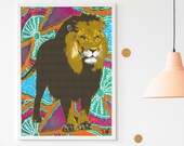 Lion on African Fabric