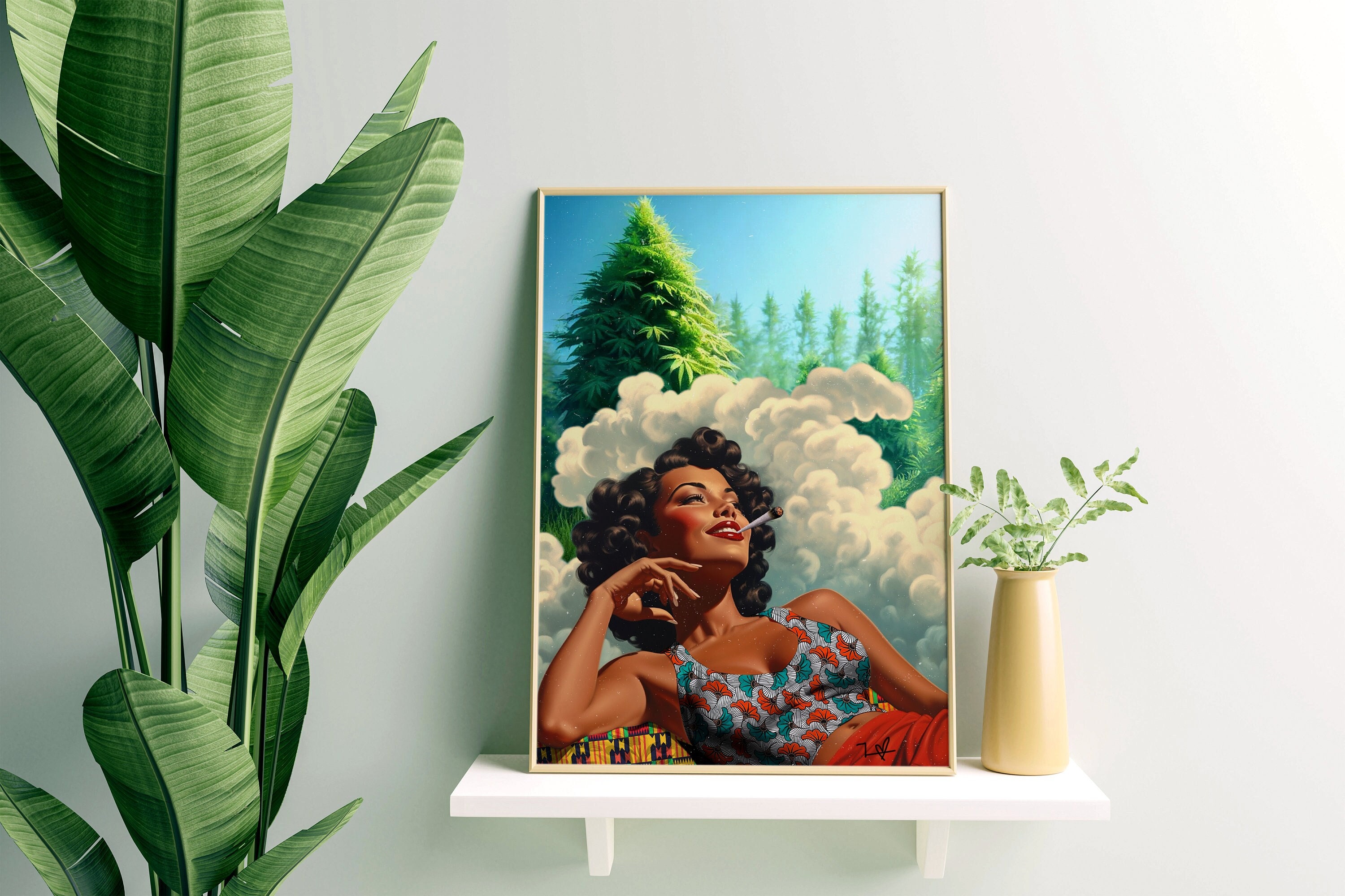Happy High - Vintage Collage Kunst, Retro Kunst, Kosmische Kunst, Vintage Kunst