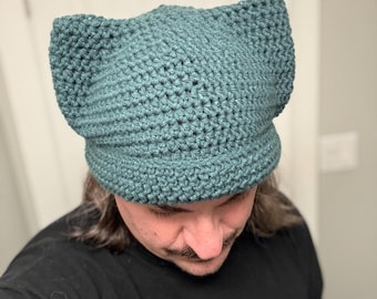 Wzór na szydełkową czapkę z uszami kota/królika