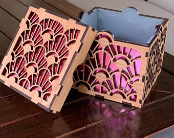 Pliki wycinane laserowo w stylu Art Deco Box. SVG, AI, PDF, plik glowforge, szablon, wzór