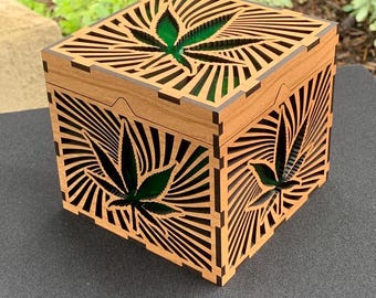 Pliki wycinane laserowo z pudełka na marihuanę. SVG, AI, PDF, plik glowforge, szablon wycinany laserowo, laser SVG, wzór laserowy