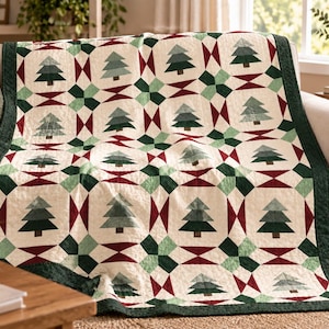 Pine Tree Trellis Quilt PDF Pattern 52 x 64 Inches