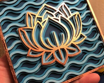 Plik wycinany laserowo z motywem kwiatu lotosu: SVG, PDF, AI, Glowforge