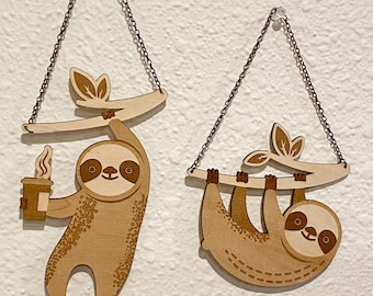 Pliki wycinane laserowo leniwca: wiszący leniwiec w formacie SVG, AI, szablon PDF