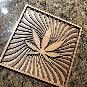 Trippy Marijuana Plaque Archivos cortados con láser. SVG, AI, PDF, archivo glowforge, plantilla de corte láser, svg láser, patrón láser