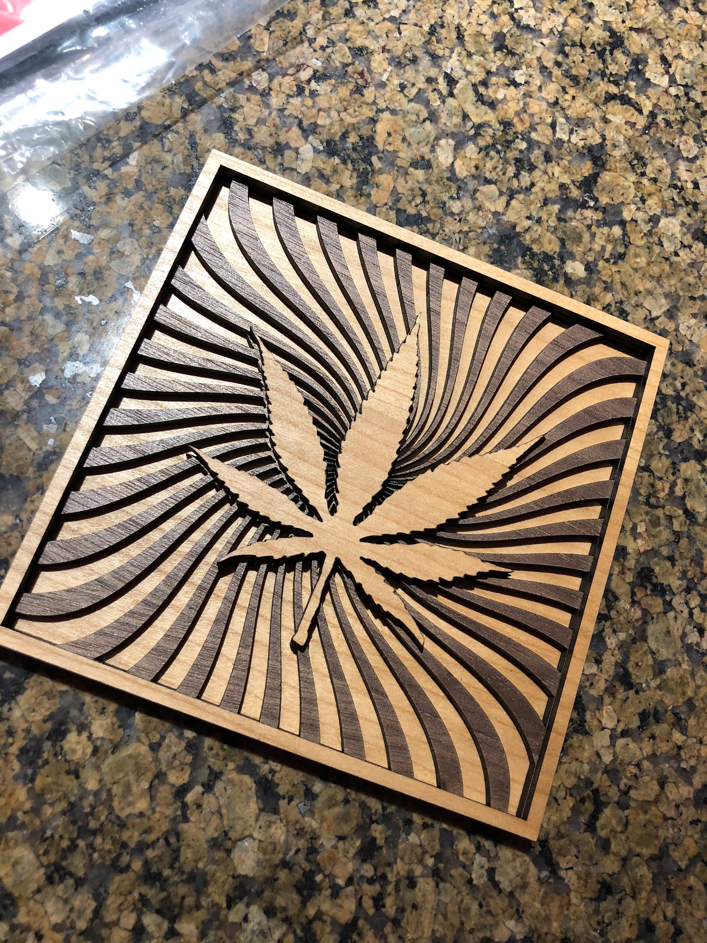 Trippy Marijuana Plaque Laser cut files. SVG, AI, PDF, glowforge file, laser cut template, laser svg, laser pattern