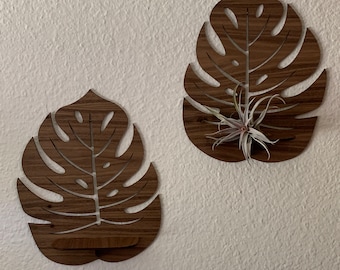 Plik z wycinanym laserowo wzorem liścia monstery tropikalnej (SVG, PDF)