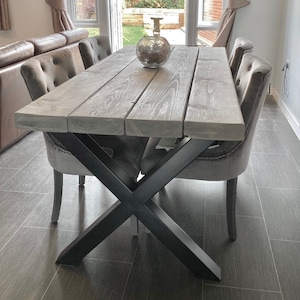 EXTRA CHUNKY Dining Table Reclaimed - Benches - 3" Thick Rustic Timber - Industrial Steel Frame Legs - Choices of Legs & Finish