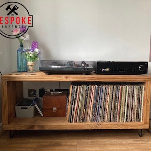 Record Player Stand - Reclaimed - TV Unit Industrial LP Storage Turntable - Record Player Table - Vinyl Record Storage