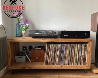 Record Player Stand Reclaimed TV Unit Industrial LP Storage