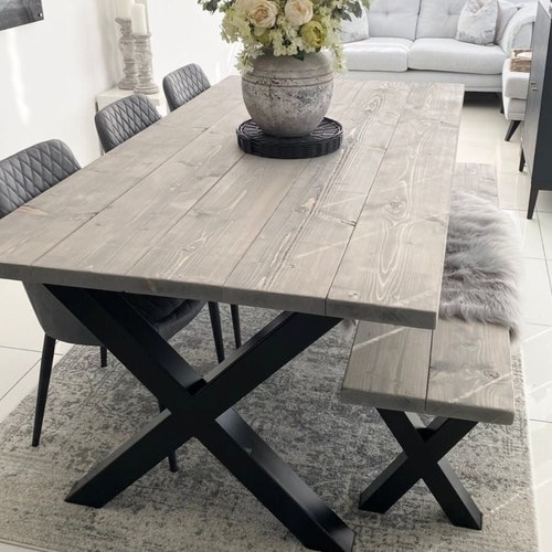 Industrial Reclaimed Scaffold Board Dining Table Steel Legs Etsy UK
