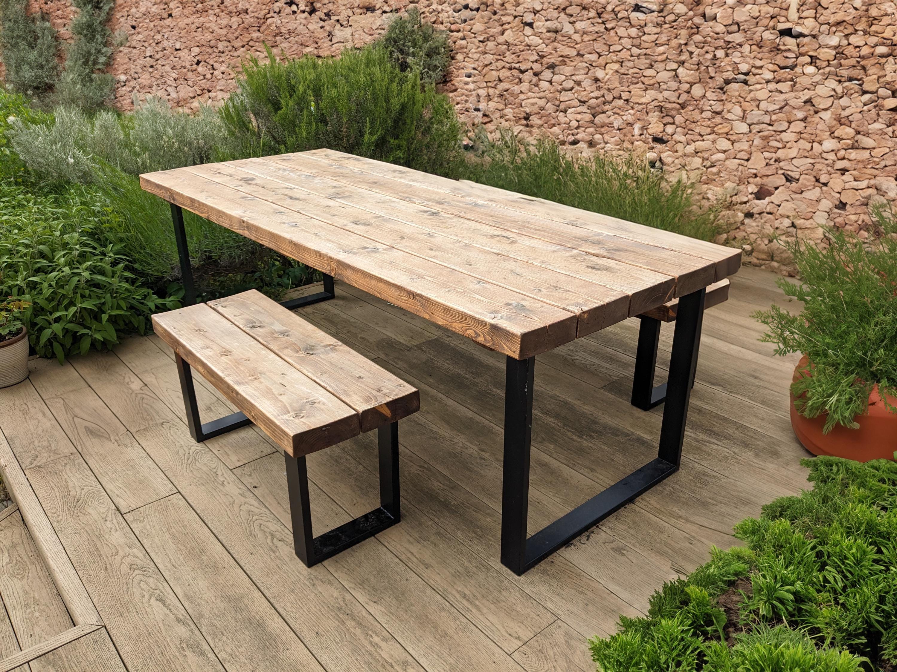 Rustic garden table and bench discount
