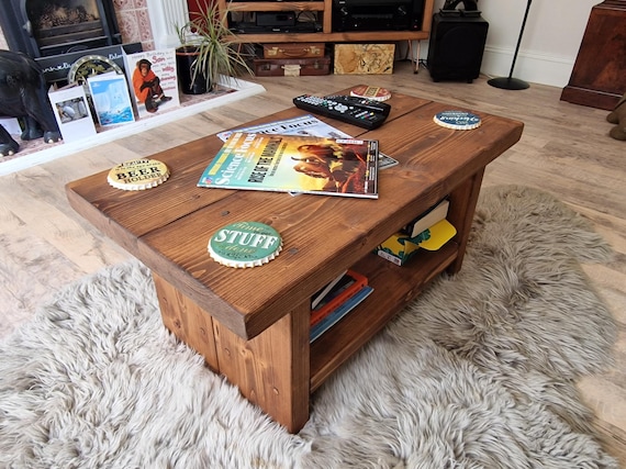 Reclaimed Coffee Table Side Table Solid Wood Chunky Pine Dark Oak