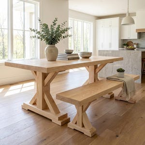 120cm Wide Chunky Solid Wood Dining Table, Thick Wooden Table UK, Large Dining Table, Handmade Furniture, Statement Table bild 3