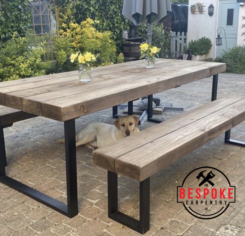 Outdoor Reclaimed Dining Table & Bench Garden Table 3 Etsy