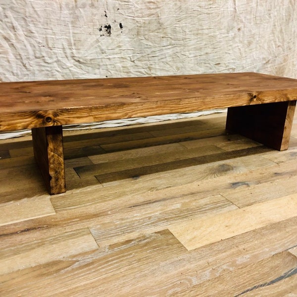 Reclaimed Low Coffee Table Side Table Dark Oak Rustic Chunky