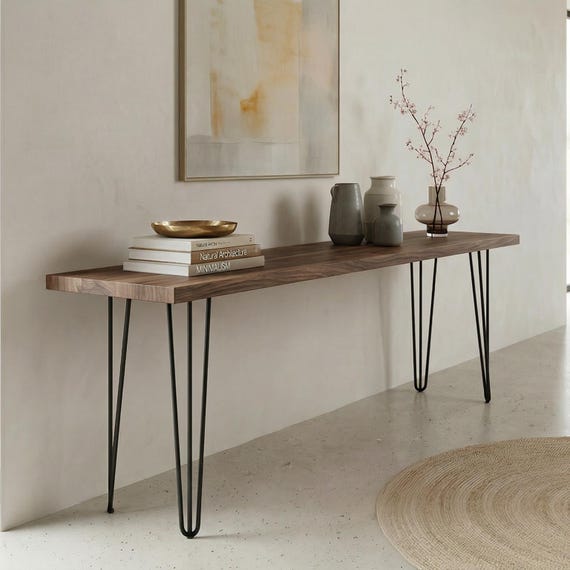 Solid Wood Console Table, Wooden Hallway Table UK, Entryway Table, Handmade Console Table, Narrow Table, Custom Size