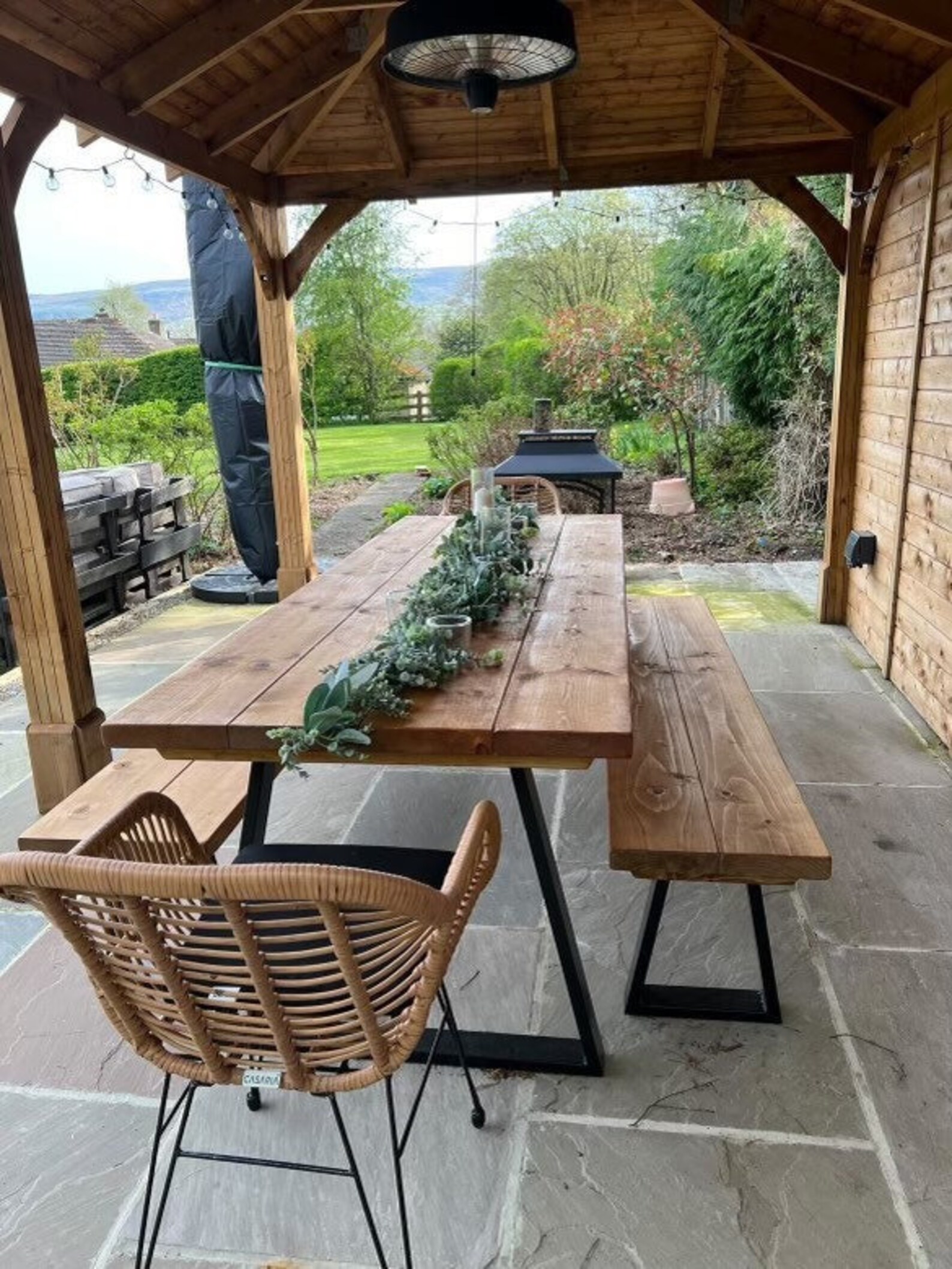 Reclaimed Outdoor Dining Table & Bench 2 Thick Solid Wood Etsy UK