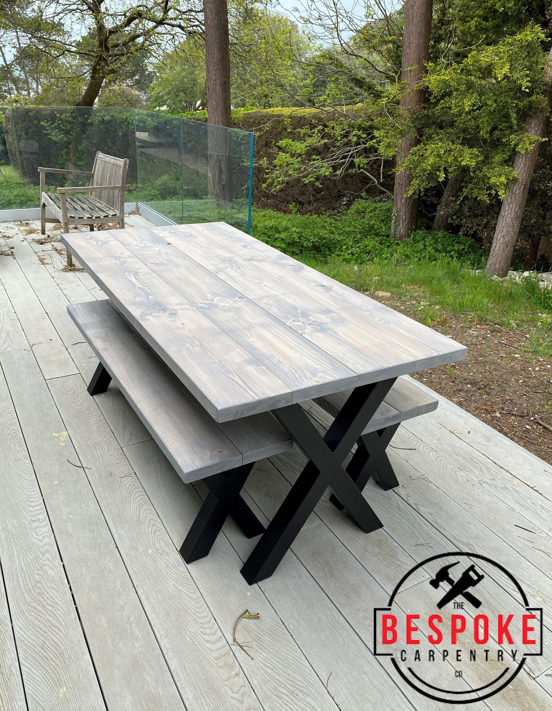 Reclaimed Outdoor Dining Table & Bench 2 Thick Solid Wood Etsy UK