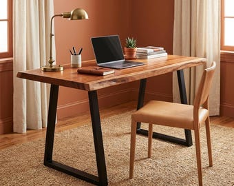 Live Edge Desk, Solid Wood Desk UK, Natural Wood Office Desk, Handmade Desk, Home Office Desk, Unique Desk