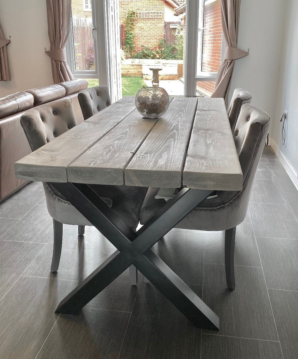 EXTRA CHUNKY Dining Table Reclaimed Benches 3 Thick Rustic Timber