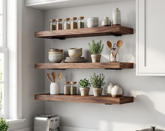 Solid Wood Wall Shelf, Wooden Floating Shelf UK, Handmade Shelf, Wall Mounted Shelf, Rustic Modern Shelf, Custom Size Shelf