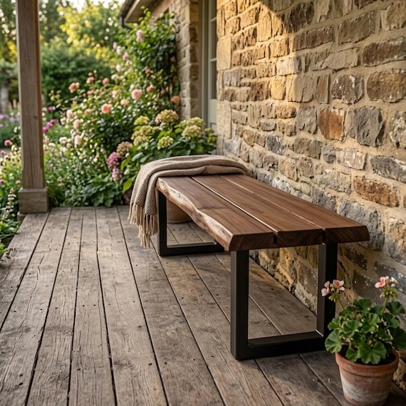 Live Edge Dining Bench, Solid Wood Bench UK, Natural Wood Bench Seat, Handmade Bench, Hallway Bench, Unique Furniture