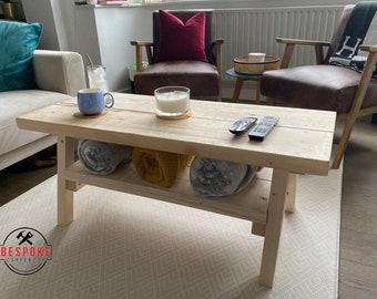 Reclaimed Coffee Table - New England Style - Chunky Rustic Wood - Shabby Chic Modern