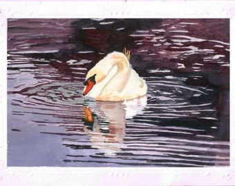 James Spaeth Art set of (5) photo mount note cards River Swan from original art