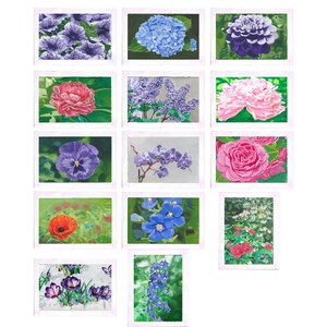 James Spaeth Art set of (14) photo mount note/greeting cards &quot;Assorted Flowers&quot; from Original Art