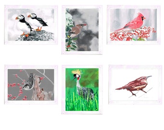 James Spaeth Art set of (6) Bird photo mount note/greeting cards from original art